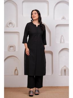 ARAMYA - Women Black Cotton Kurta with Pant