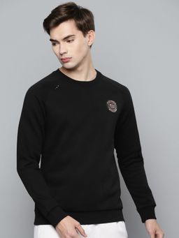 Alcis - Men Black Solid Cotton Sweatshirt