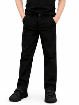 Denro - Boys Black Solid/Plain Cotton Trouser
