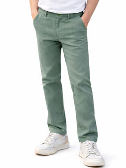 Denro - Boys Green Solid/Plain Cotton Trouser