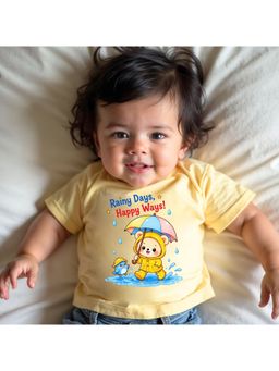 KNITROOT - Unisex Yellow Graphic Cotton T-Shirt