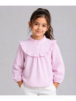 AWW HUNNIE - Girls Pink Stripes Cotton Top