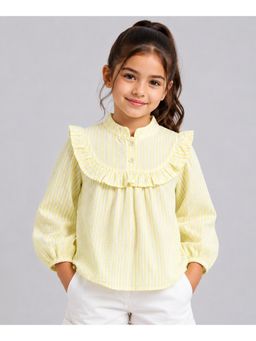 AWW HUNNIE - Girls Yellow Stripes Cotton Top