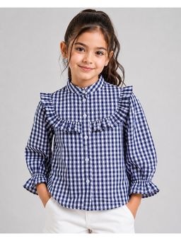 AWW HUNNIE - Girls Black Checks Cotton Shirt