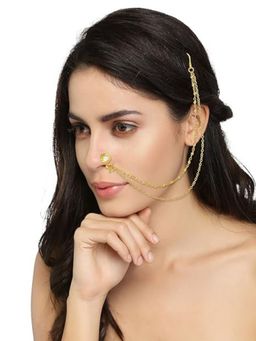 Accessher - Gold Plated Traditional Vilandi Kundan Studded Simple & Elegant Nose Ring