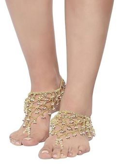 Accessher - Traditional Gold Plated Statement Heavy Bridal Anklets