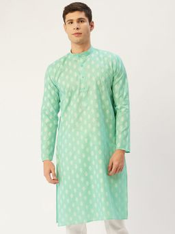 Jompers - Men Cotton Printed Kurta in Green