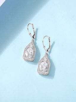 Ornate Jewels - 925 Silver Rhodium Plated American Diamond Glistening Grace Earring for Women & Girls