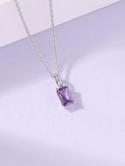 Ornate Jewels - 925 Silver 0.80 Carat Purple Amethyst Radiance Solitaire Necklace for Women & Girls
