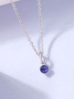 Ornate Jewels - 925 Silver 0.20 Carat Natural Blue Fissure Filled Sapphire Necklace for Women & Girls