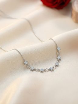 Ornate Jewels - 925 Silver Rhodium Plated Aqua Blue Twinkle & Shine Necklace for Women & Girls