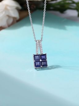 Ornate Jewels - 925 Silver Natural Blue Fissure Filled Sapphire Necklace for Women & Girls