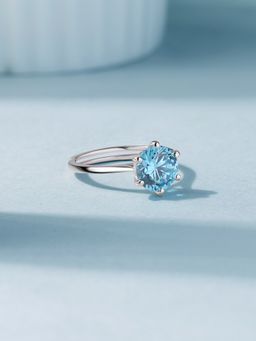 Ornate Jewels - 925 Silver 0.70 Carat Blue Topaz Celestial Sparkle Adjustable Ring for Women & Girls