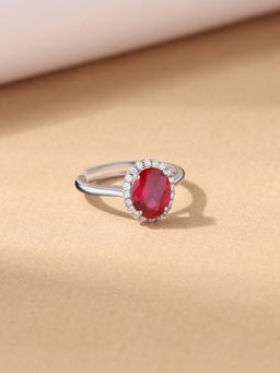 Ornate Jewels - 925 Silver Oval Blue Spinel Celestial Trio Adjustable Ring for Women & Girls