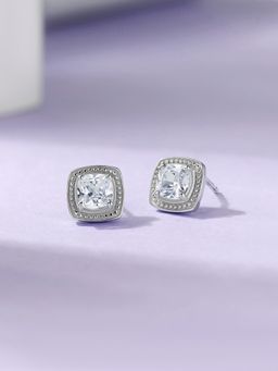 Ornate Jewels - 925 Silver Rhodium Plated American Diamond Crystal Elegance Earring for Women & Girls