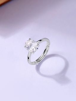 Ornate Jewels - Women 925 Silver American Diamond Sparkle Adjustable Ring