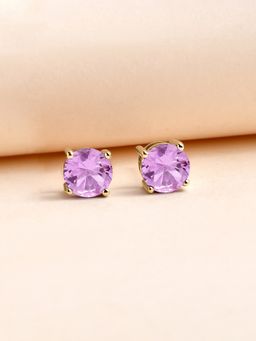 Ornate Jewels - 925 Silver Yellow Gold 2 Carat Pink CZ Stud Earrings for Women & Girls