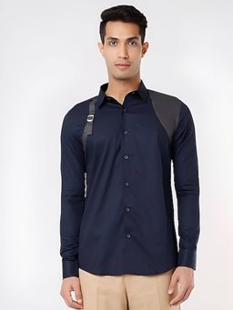 HE SPOKE - Navy Panel Party Casual Shirt