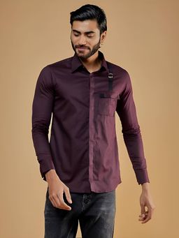 HE SPOKE - Burgundy Panel Party Shirt