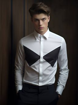 HE SPOKE - White Colorblocked Party Shirt