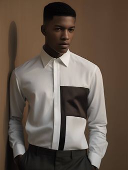 HE SPOKE - White Colorblocked Formal Shirt