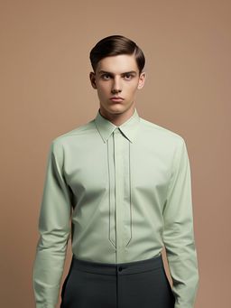 HE SPOKE - Green Solid Semi Formal Shirt