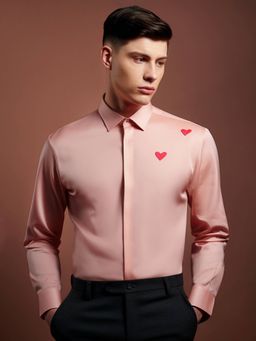 HE SPOKE - Pink Solid Party Shirt