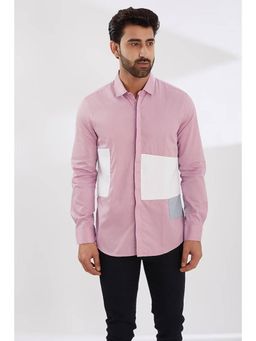 HE SPOKE - Pink Colorblocked Smart Casual Shirt