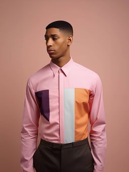 HE SPOKE - Pink Colorblocked Smart Casual Shirt