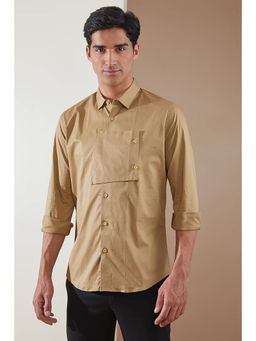 HE SPOKE - Khaki Panel Smart Casual Shirt