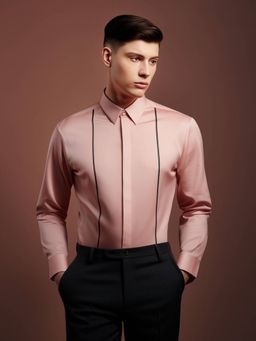 HE SPOKE - Pink Solid Party Shirt
