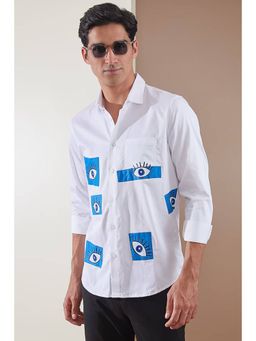 HE SPOKE - White Printed Smart Casual Shirt