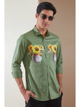 HE SPOKE - Green Floral Smart Casual Shirt
