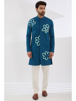 HE SPOKE - Blue Floral Printed Festive Forest Kurta