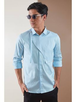 HE SPOKE - Blue Panel Smart Casual Shirt