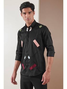 HE SPOKE - Black Embellished Party Shirt