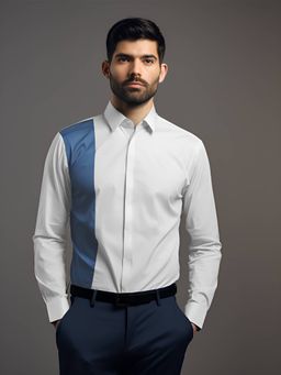 HE SPOKE - White Colorblocked Formal Shirt