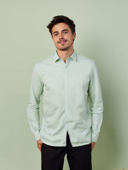 HE SPOKE - Green Graphic Printed Smart Casual Shirt
