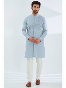 HE SPOKE - Blue Floral Printed Festive Kurta