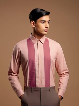 HE SPOKE - Pink Colorblocked Smart Casual Shirt