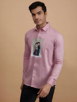 HE SPOKE - Pink Printed Festive Shirt