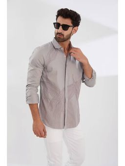 HE SPOKE - Grey Embroidered Party Shirt