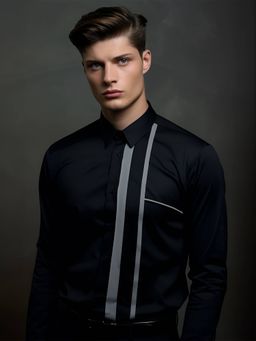 HE SPOKE - Black Colorblocked Semi Formal Shirt