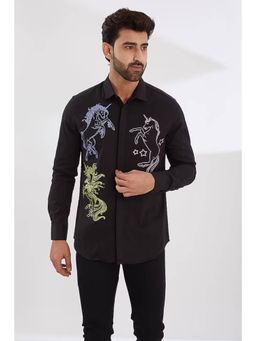 HE SPOKE - Black Graphic Party Shirt