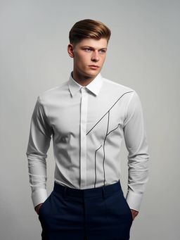 HE SPOKE - White Solid Smart Casual Shirt