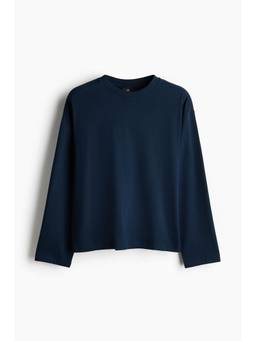 H&M - Men Navy Blue Oversized Fit Long-Sleeved Jersey T-Shirt