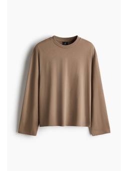 H&M - Men Beige Oversized Fit Long-Sleeved Jersey T-Shirt