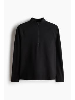 H&M - Men Black Regular Fit Zip-Top Sports Top