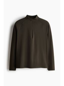 H&M - Men Green Regular Fit Zip-Top Sports Top