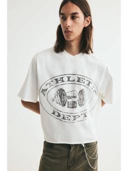 H&M - Men White Oversized Fit Printed Cotton T-Shirt